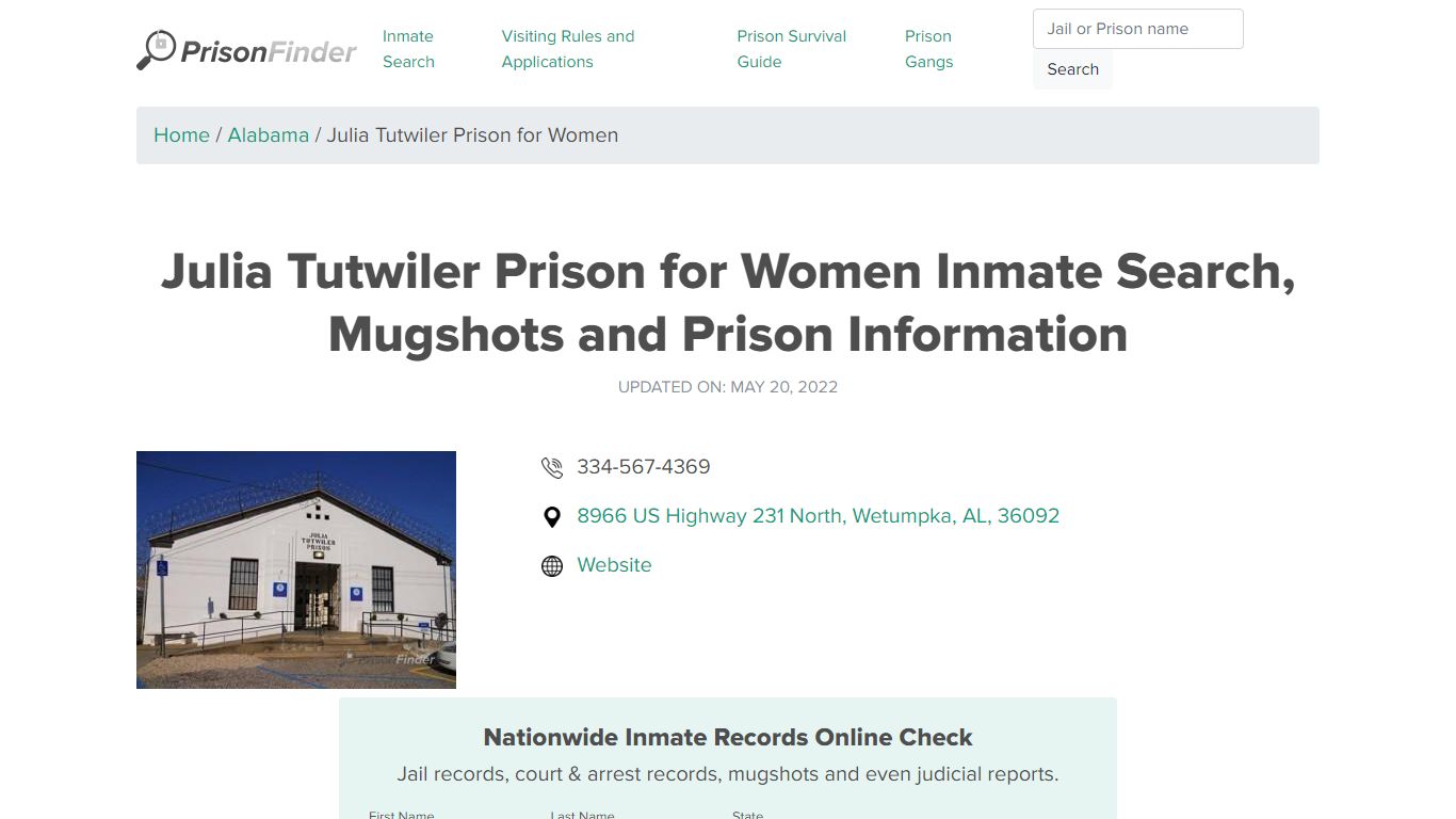 Julia Tutwiler Prison for Women Inmate Search, Mugshots ...